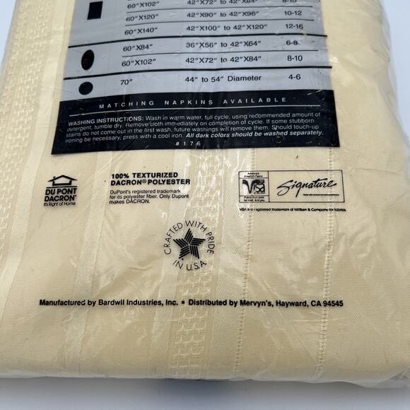 NOS Bardwil Linens Satin Splendor Soil Release Tablecloth 60x140” Oblong Butter - Picture 12 of 13